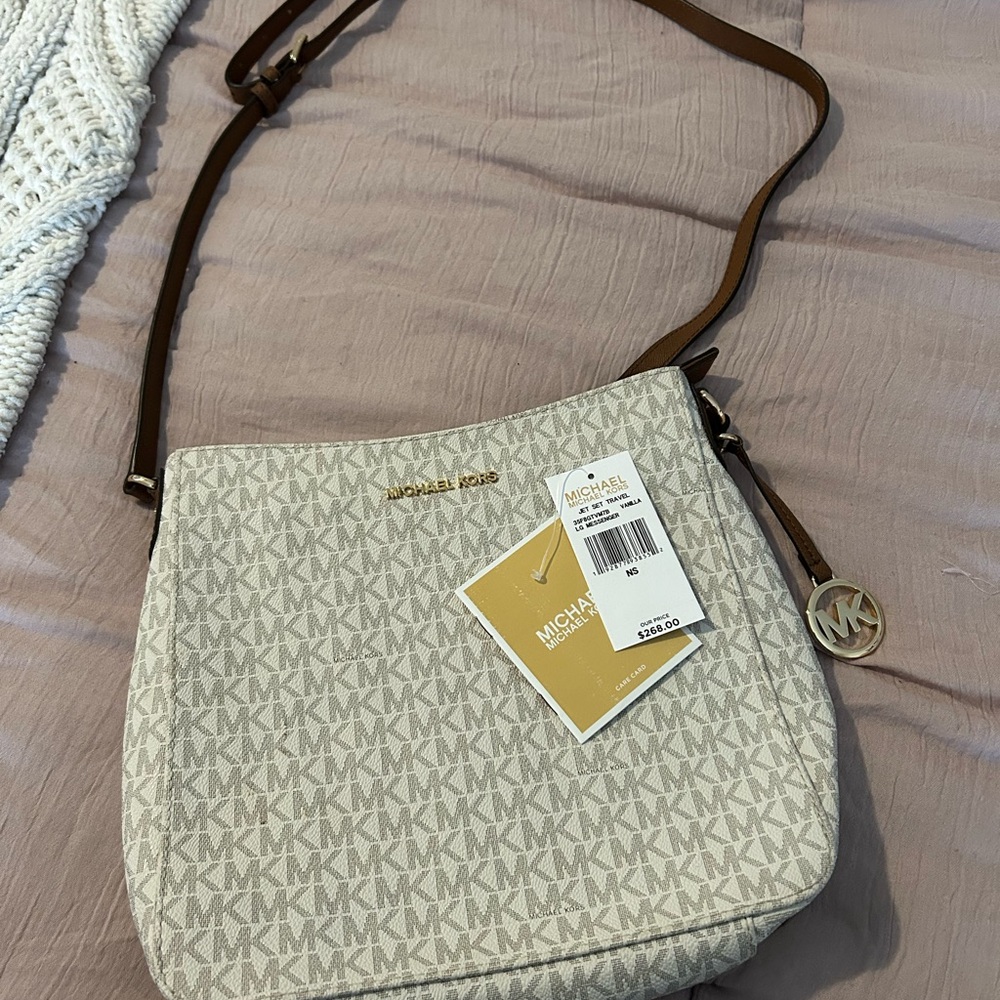 Michael Kors Beige and Brown Crossbody Bag